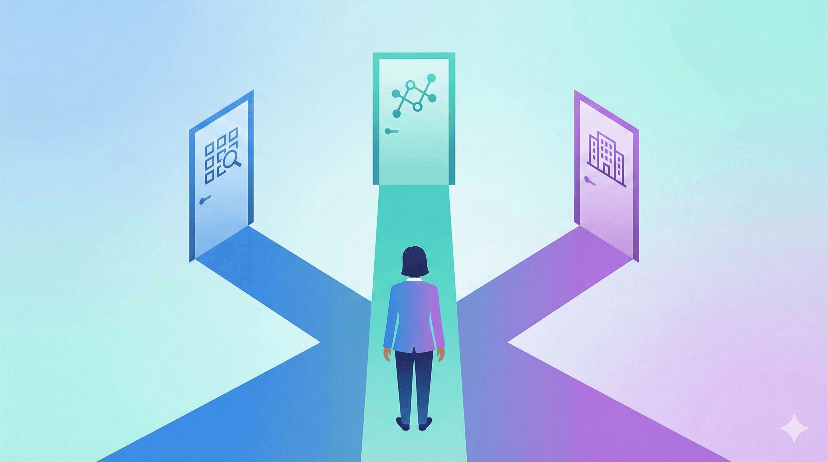Three pathways representing different job search platforms Indeed LinkedIn company sites